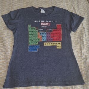 Periodic Table Of Marvel Tee Womens S heather Blue Short Sleeve Graphic Text Tee